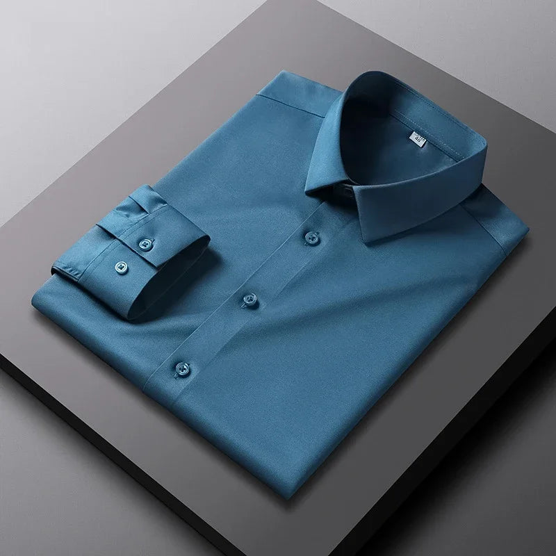 Men's Long Sleeve Non Iron Wrinkle Resistant Business Shirt