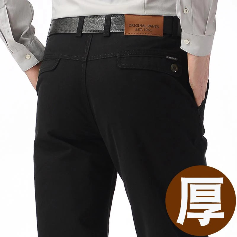 ICPANS Men Cotton Denim Straight Leg Casual Pants Everyday Comfort