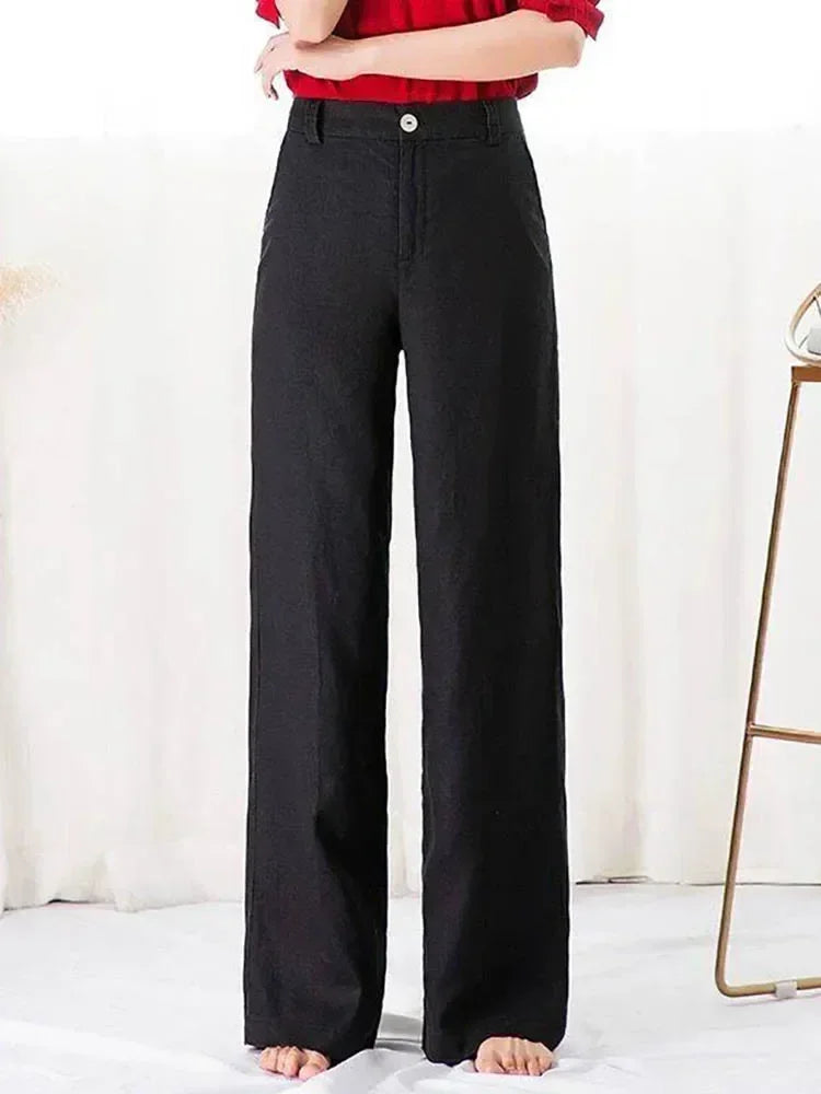 Shzxssfy Women's Summer Cotton Linen Wide Leg Pants