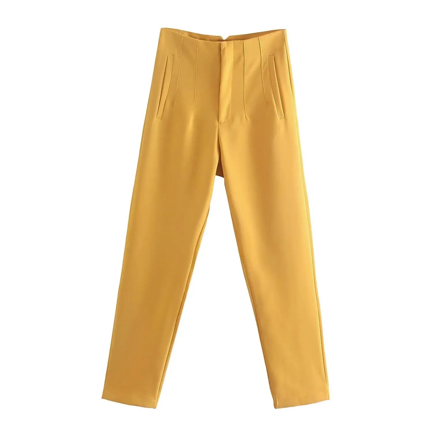 Others High Waist Casual Pants For Women Slim Fit Polyester