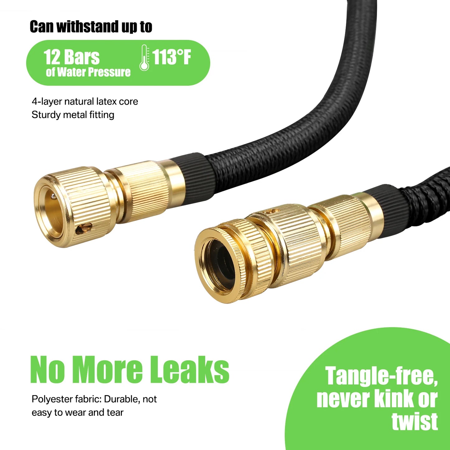 Expandable Garden Hose With 8 Pattern Spray Gun NoKink Reel