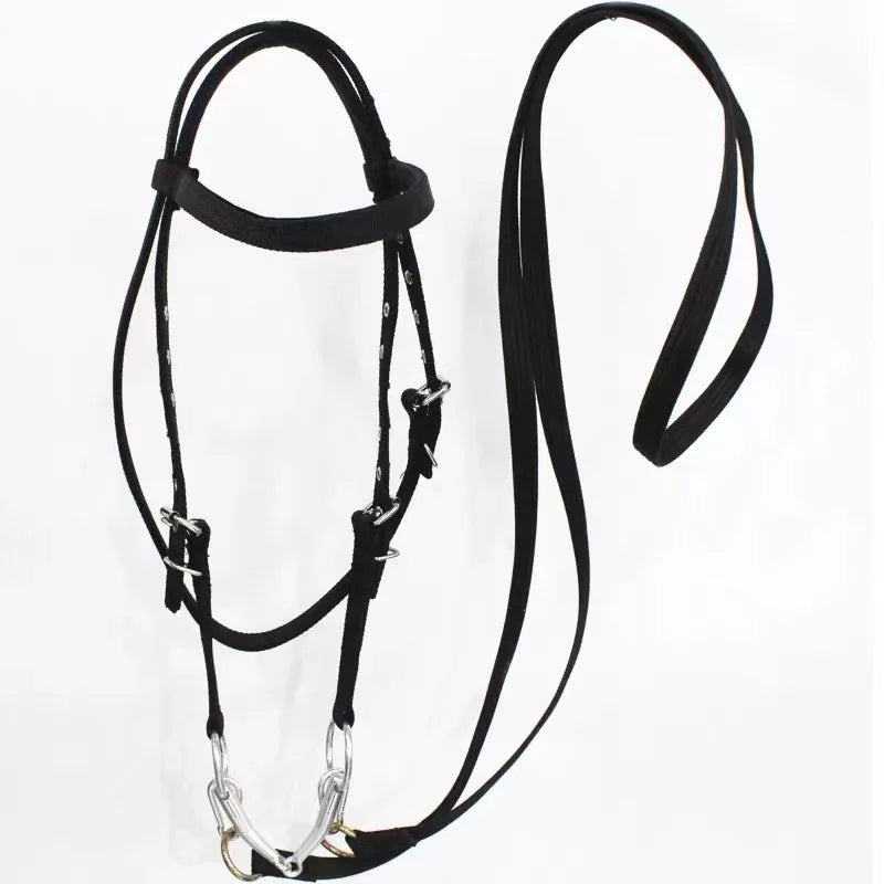 PU Leather Horse Bridle Set With Headstall Reins Bit Adjustable