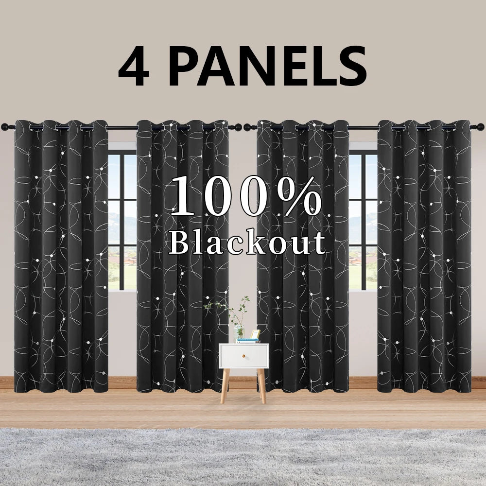 Circle And Dots Foil Thermal Insulated Curtains