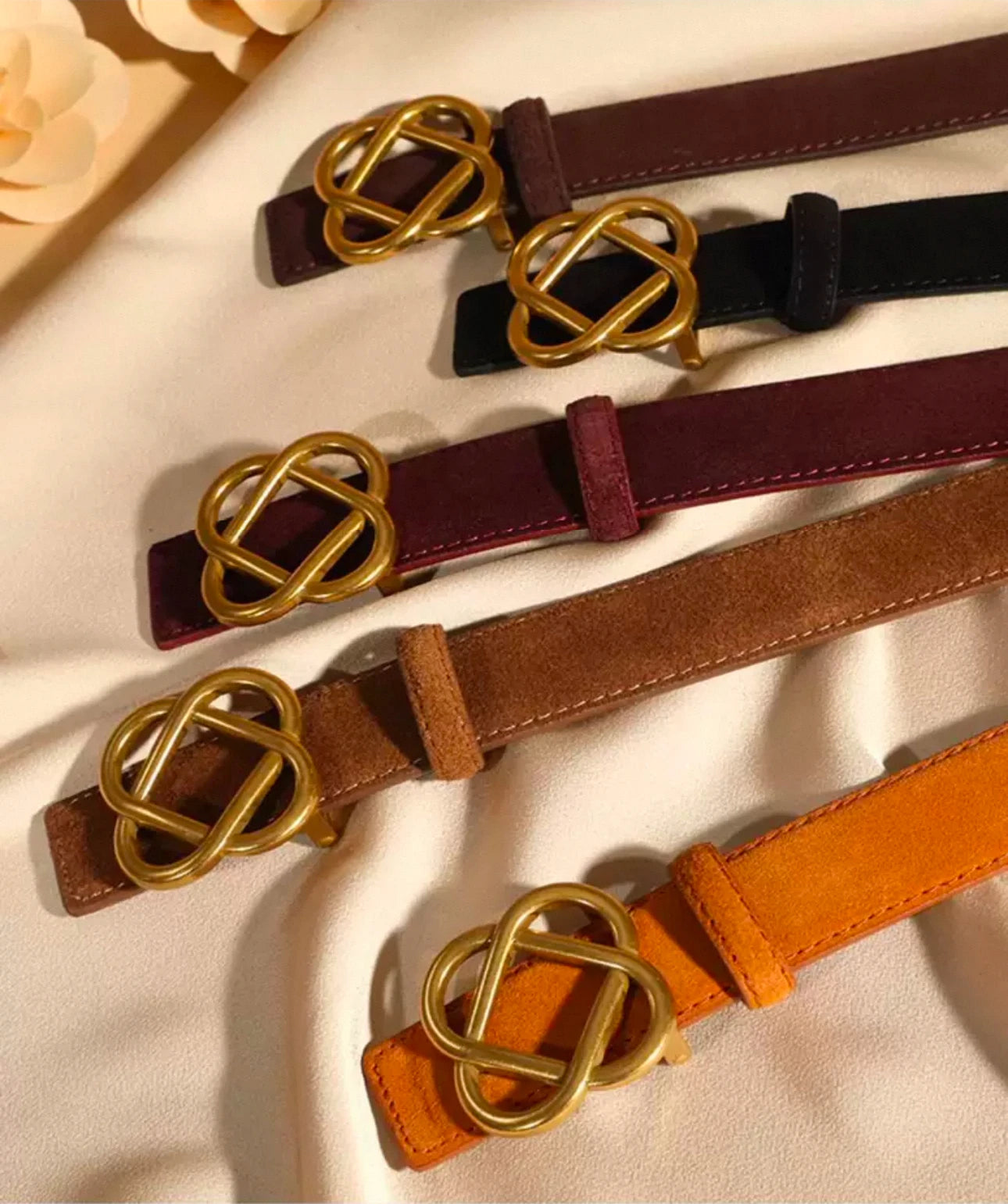 Suede Cowhide Belt For Women Vintage Style Retro Buckle