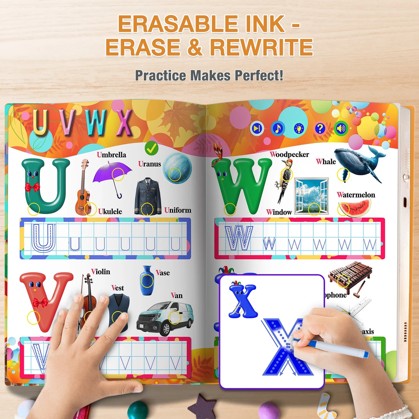 English Alphabet ABC Sound Book For Kids Learning Writing Numbers