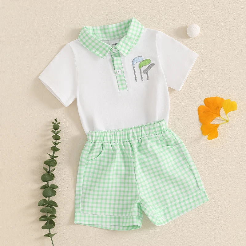 Emmababy Boys 2 Piece Set With Golf Club Embroidery
