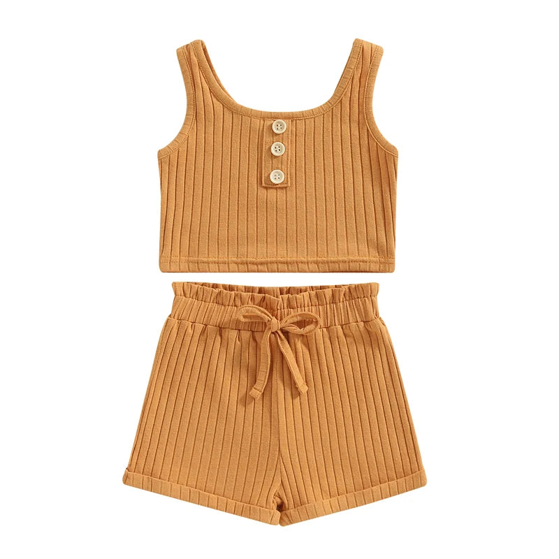 Lioraitiin Toddler 2 Piece Summer Outfit Set Vest Shorts