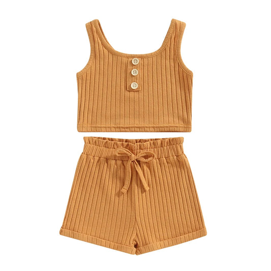 Lioraitiin Toddler 2 Piece Summer Outfit Set Vest Shorts