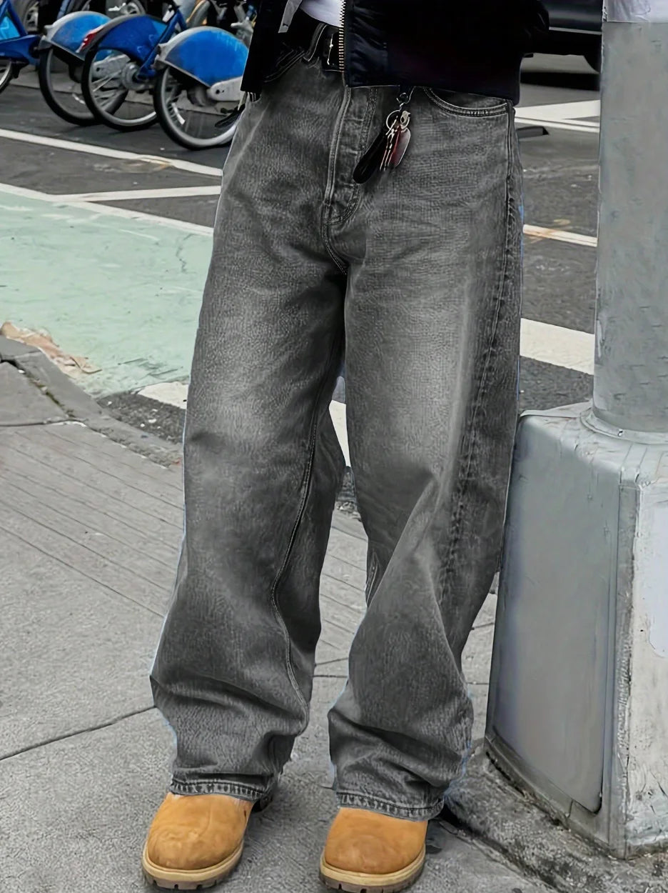 Men Anime Spring Casual Star Patched Jeans With Pockets