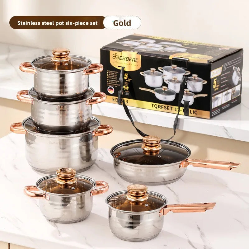 Stainless Steel Six Piece Milk Pot Set for Everyday Cooking