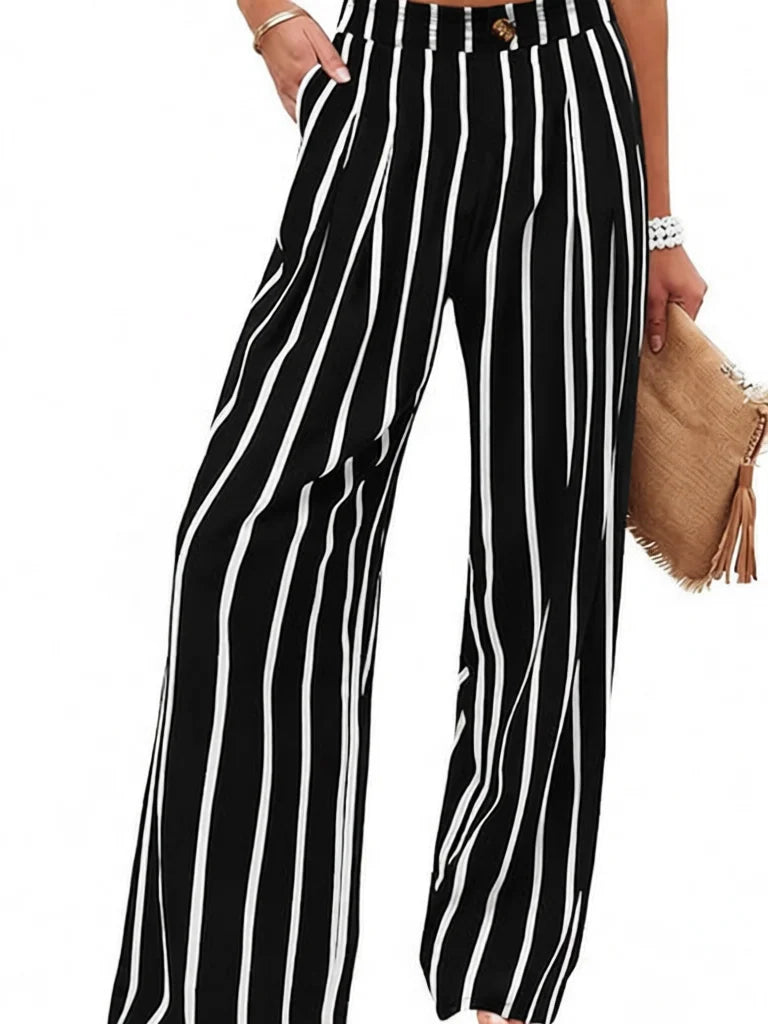 Others High Waist Wide Leg Pants For Women Summer Polyester