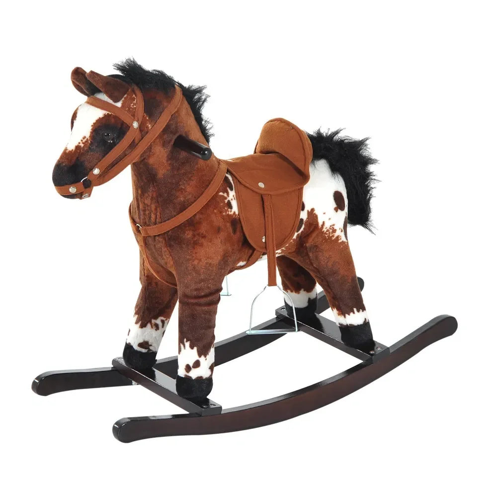 NONECN Rocking Horse Plush Ride On Toy For Toddlers
