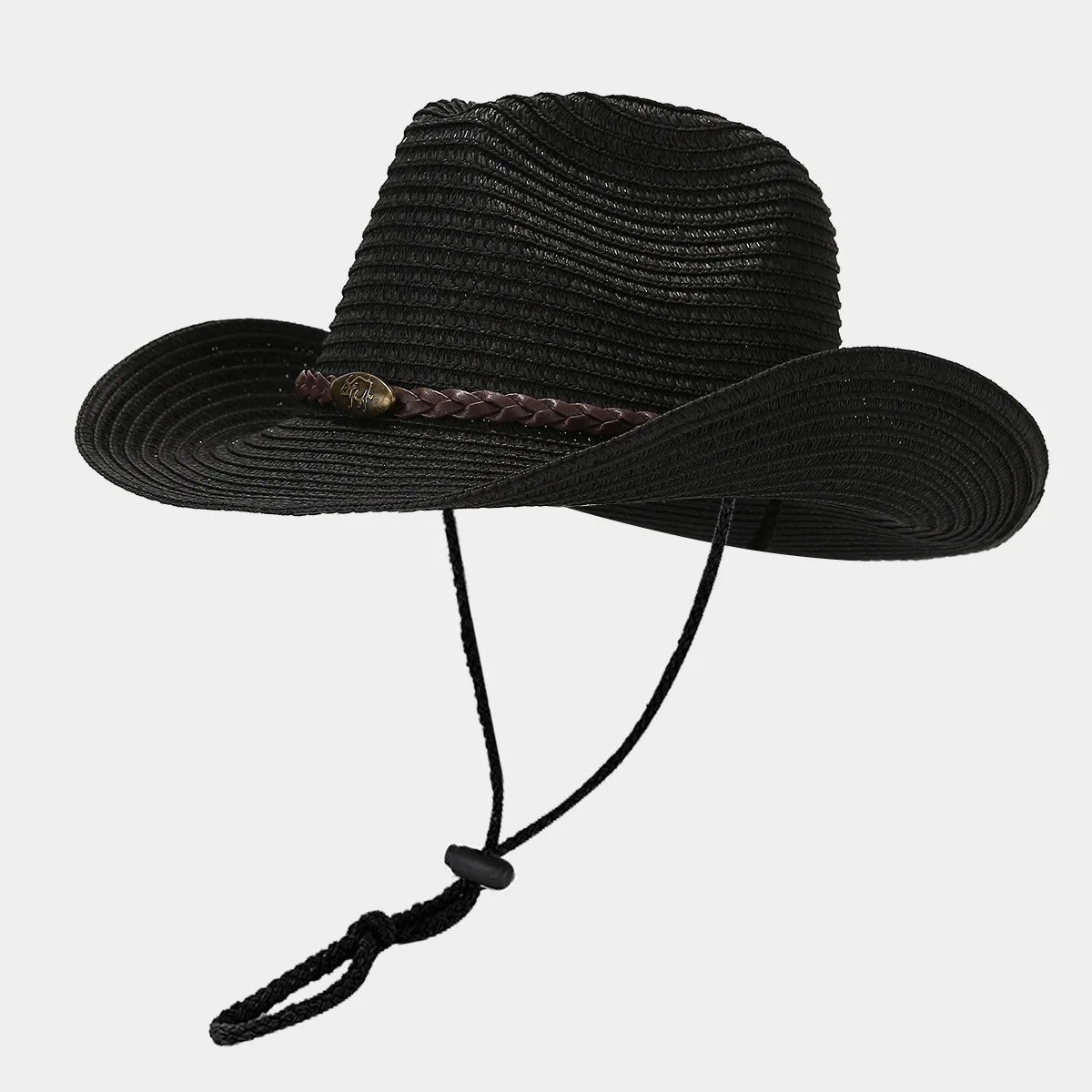 Unisex Wide Brim Sun Hat Adjustable Breathable Straw Cap