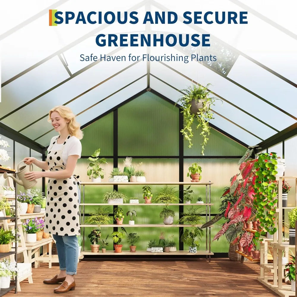 Polycarbonate Greenhouse With Aluminum Frame Quick Setup Roof Vent