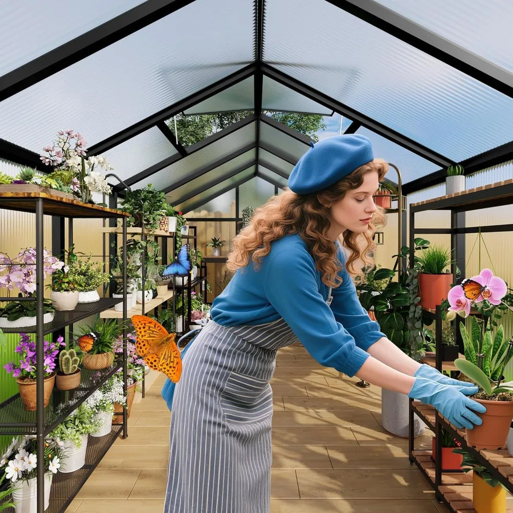 Polycarbonate Greenhouse With Aluminum Frame Quick Setup Roof Vent