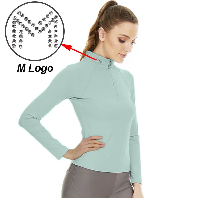 NONECN Equestrian Baselayer Zip Top For Long Sleeve Riding