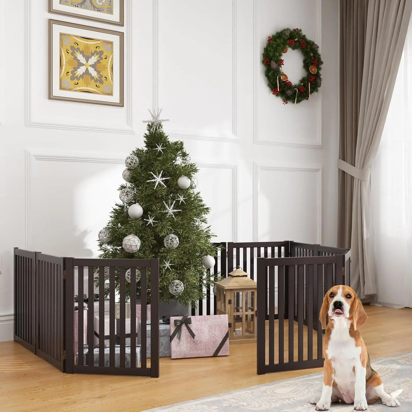 Foldable Wooden Pet Gate for Indoor Use