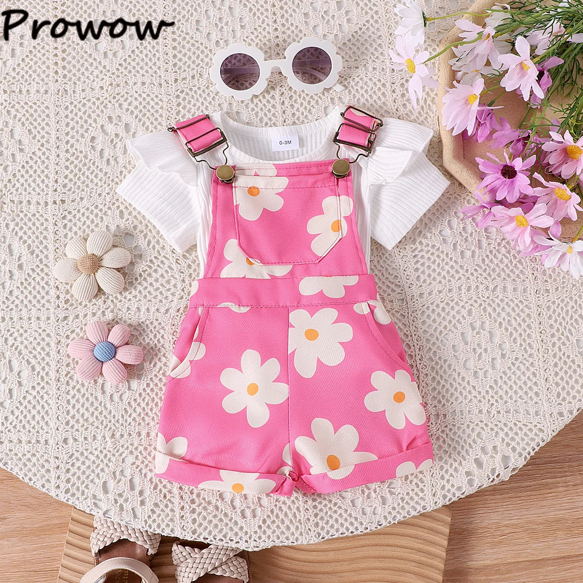 Prowow Toddler Two-Piece Suspender Overalls Set For Baby Girls