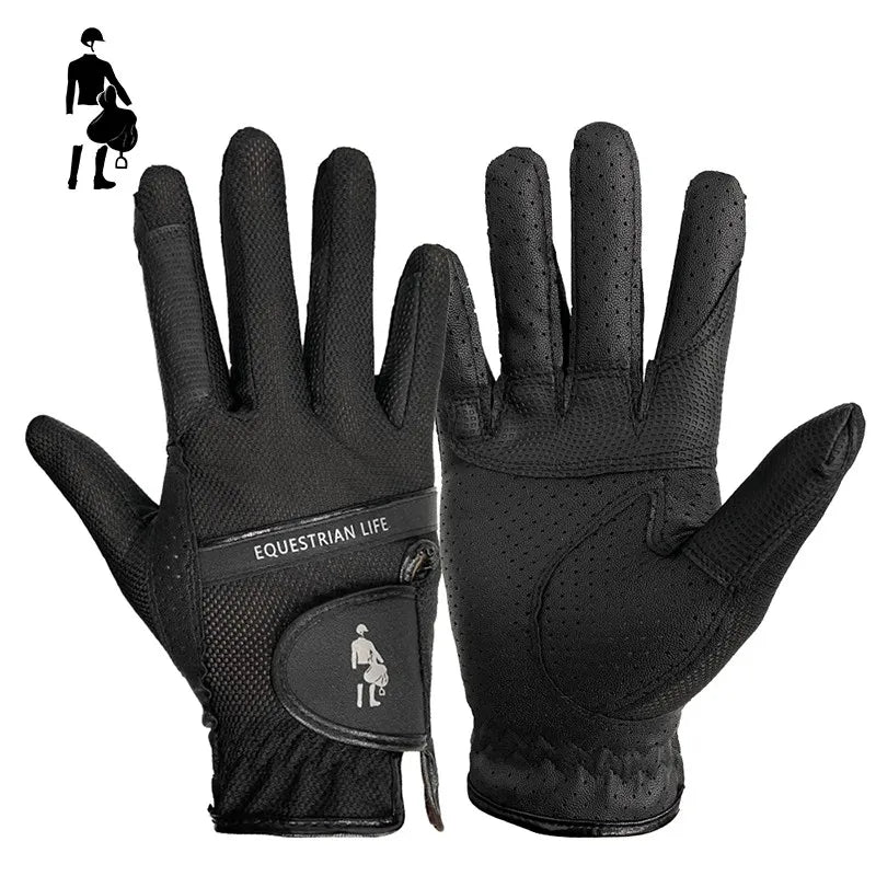 Equestrian Sports Gloves, Elastic Mesh Gloves, Non-Slip, Breathable, Wear-Resistant Riding Gloves, Rider Equipment