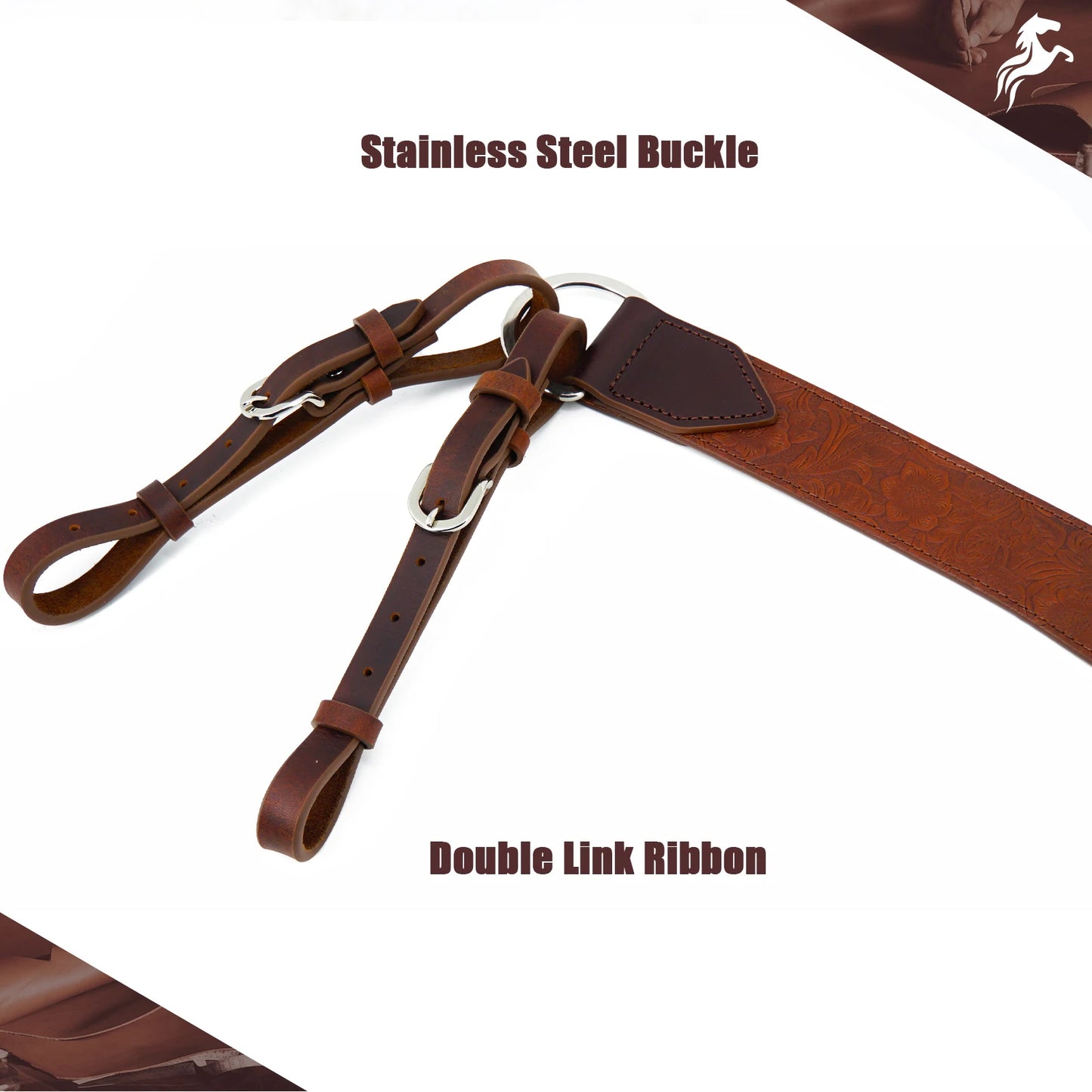 Jeereal Western Horse Breast Collar Heavy Oil Tanned Leather Tooled