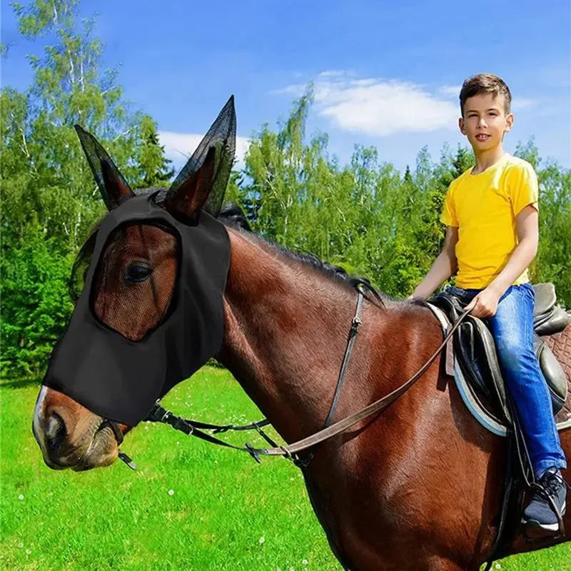 Anti Fly Mesh Equine Mask For Horses With Covered Ears