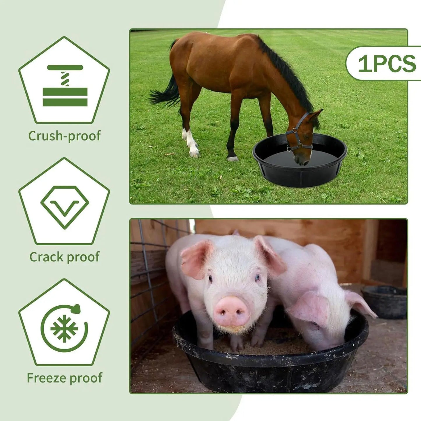 Horse feed Bucket Multipurpose Supply Utility Bucket Feeding Container feed Trough for Outside Farm Backyard Outdoor Ranch