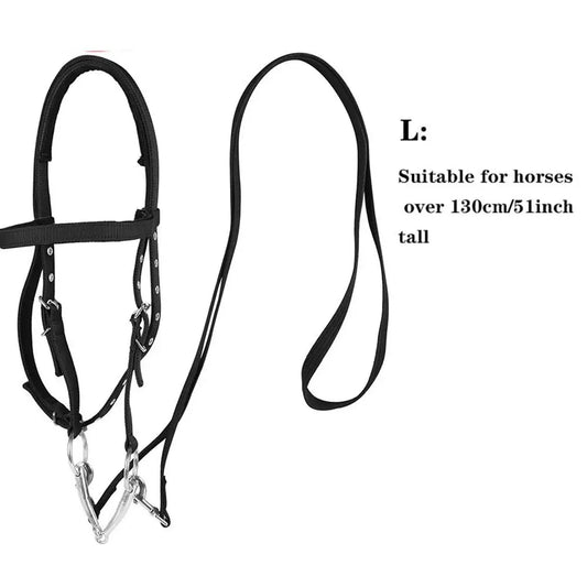Adjustable Horse Halter And Lead Rope With 3 Buckles Throat Latch Equestrian