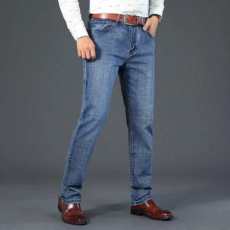 Men's Casual Straight Fit Stretch Denim Jeans For Everyday Work