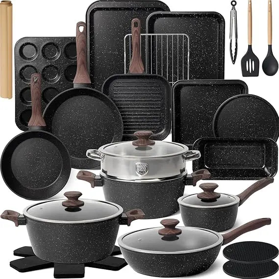 Iosn Pots And Pans Set Nonstick Kitchen Cookware With Grill Pan