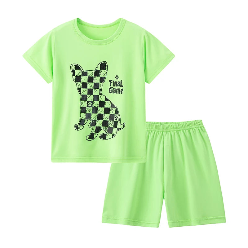 Unisex Kids Summer Shorts Set Two Piece Outfit For Home And Outdoors