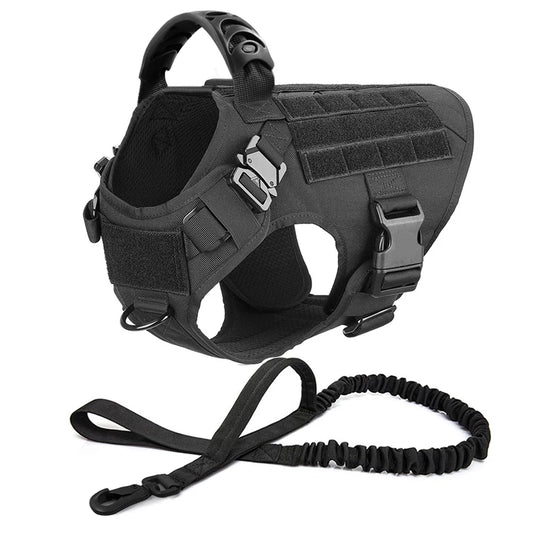 PETRAVELCN Tactical Dog Harness Leash Set for Large Dogs