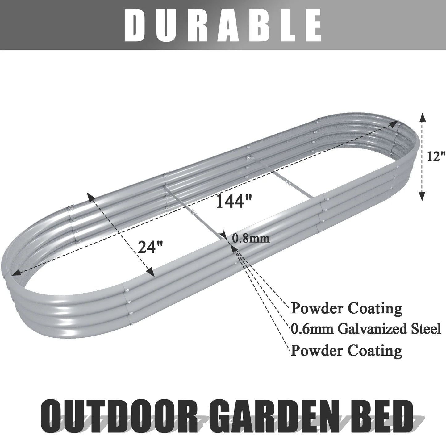 Tramull Galvanized Raised Garden Bed Planter Box For Vegetables
