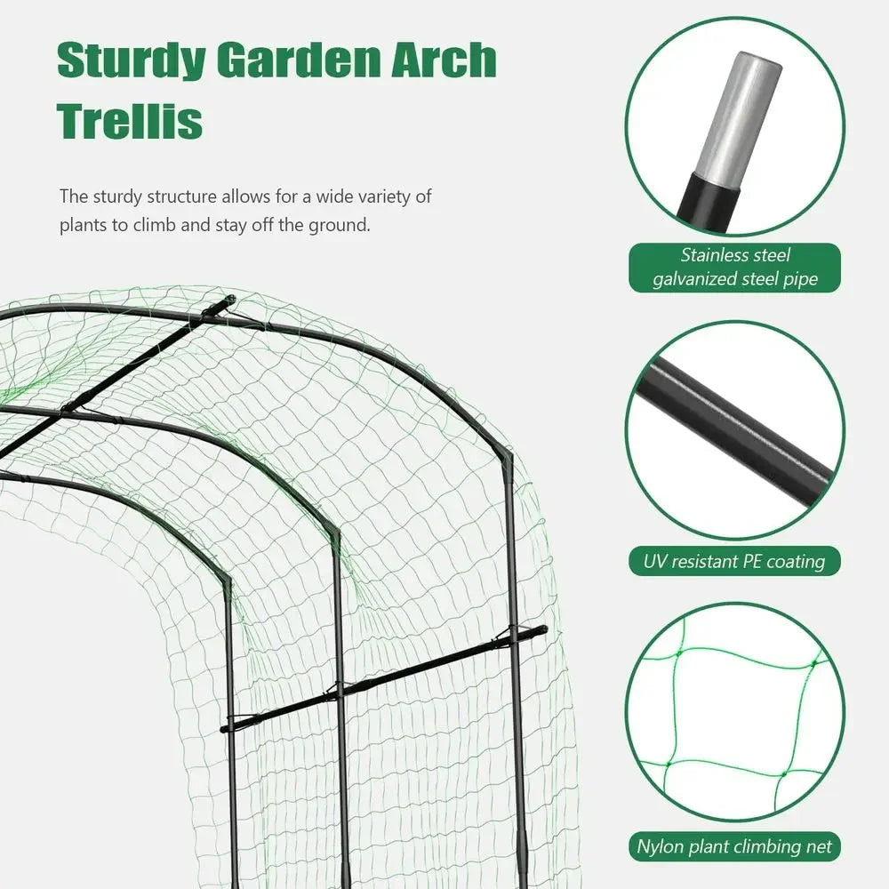 Outdoor Metal Arch Trellis, 87 x 71 x 75, Tall Garden Tunnel for Climbing Plants and Vines