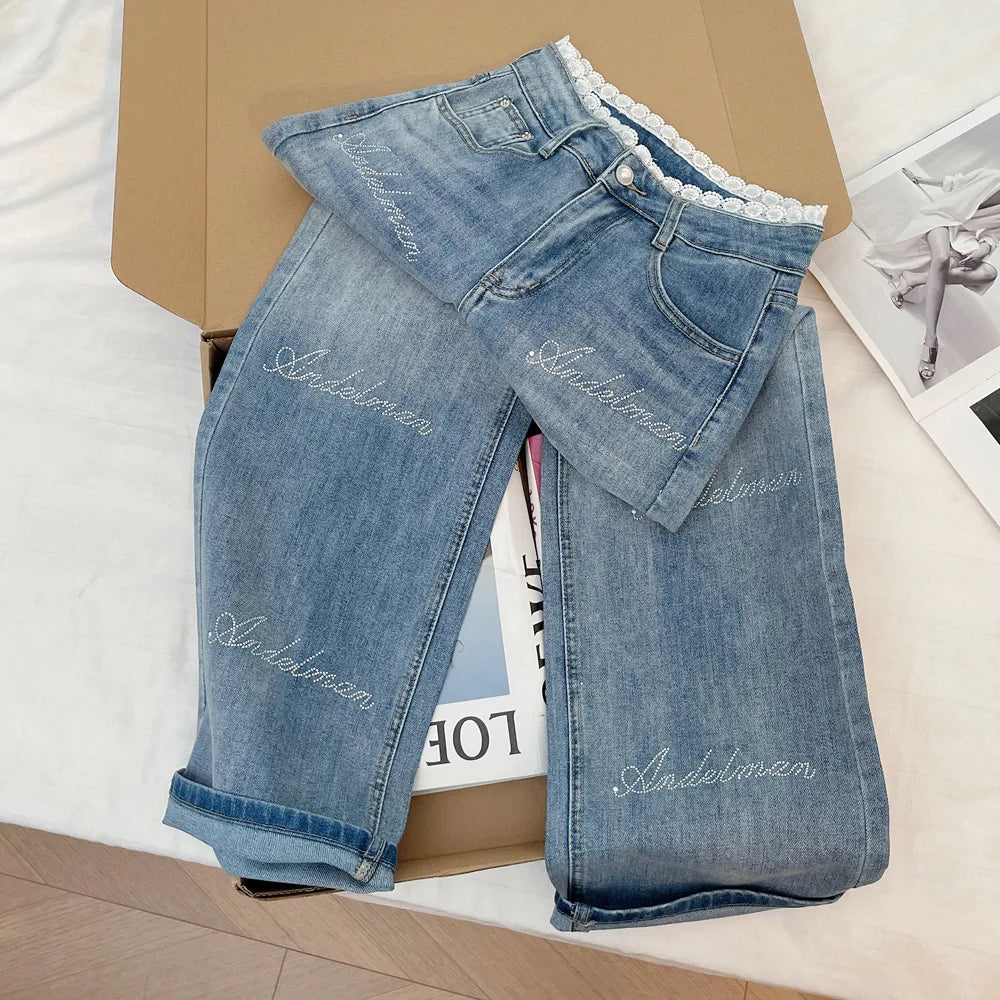 Nowsaa Women High Waist Straight Denim Jeans With Pockets
