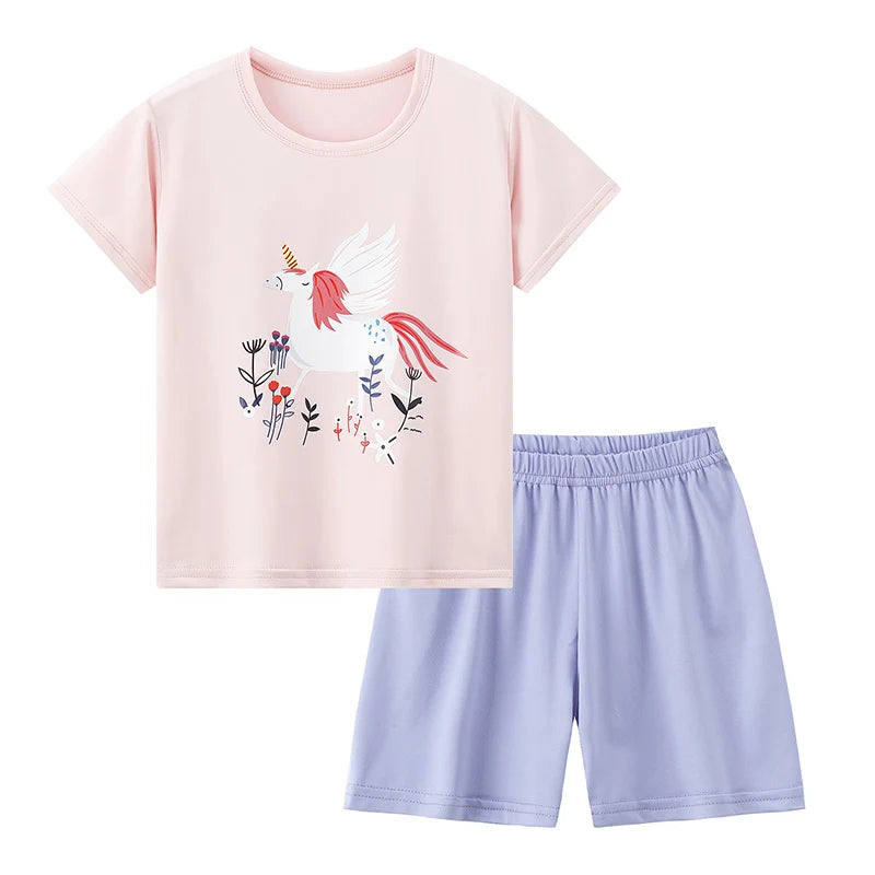 Unisex Kids Summer Shorts Set Two Piece Outfit For Home And Outdoors