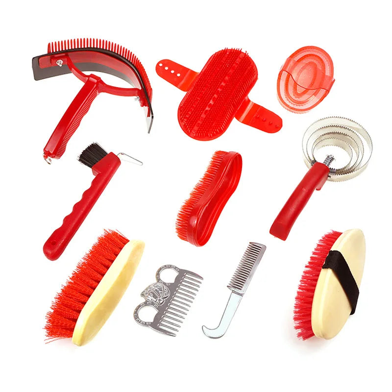 Horse Grooming Kit Complete 10 Piece Brush Set With Tote Bag For Equine Care Supplies