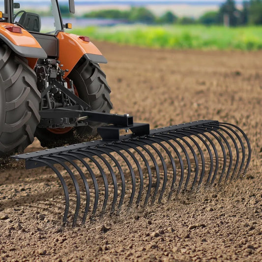 Landscape Rake For Tractor 3-Point Hitch With 24 Coil Tines