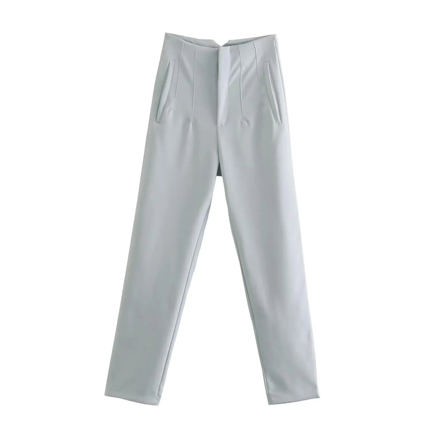 Others High Waist Casual Pants For Women Slim Fit Polyester