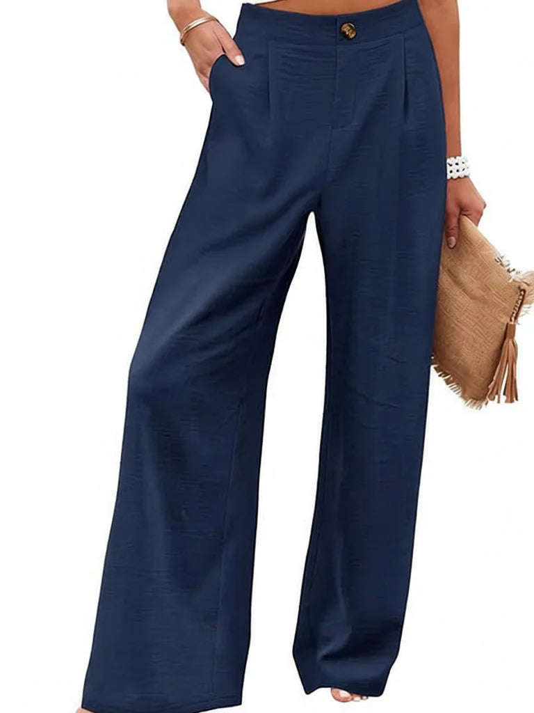 Others High Waist Wide Leg Pants For Women Summer Polyester
