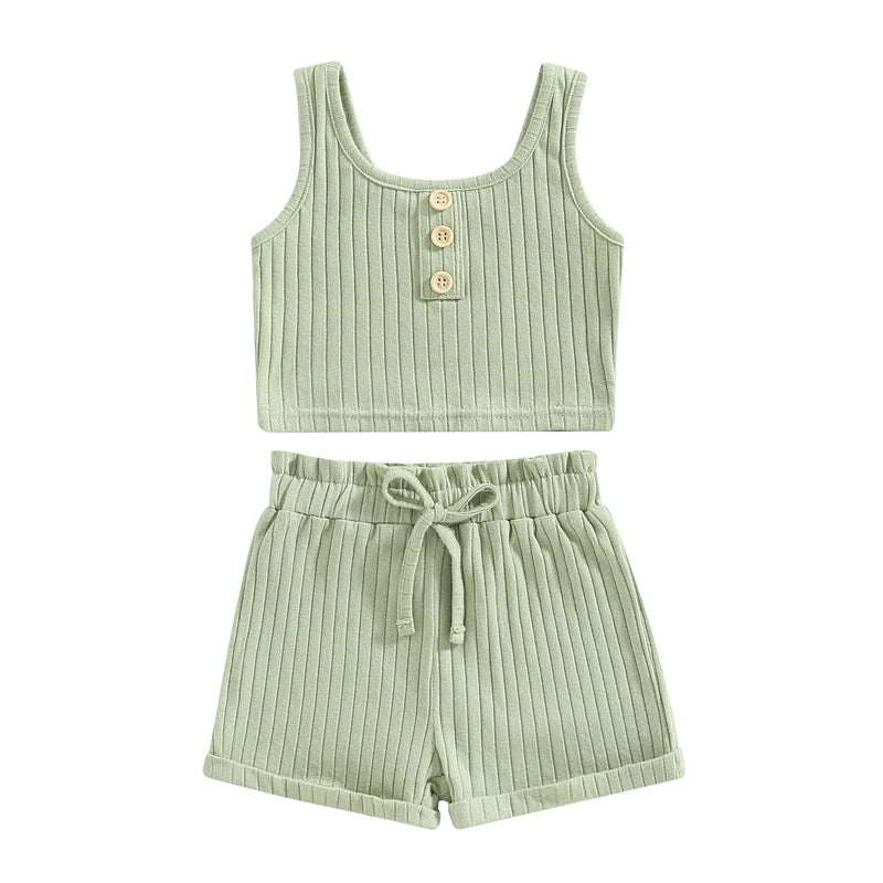 Lioraitiin Toddler 2 Piece Summer Outfit Set Vest Shorts