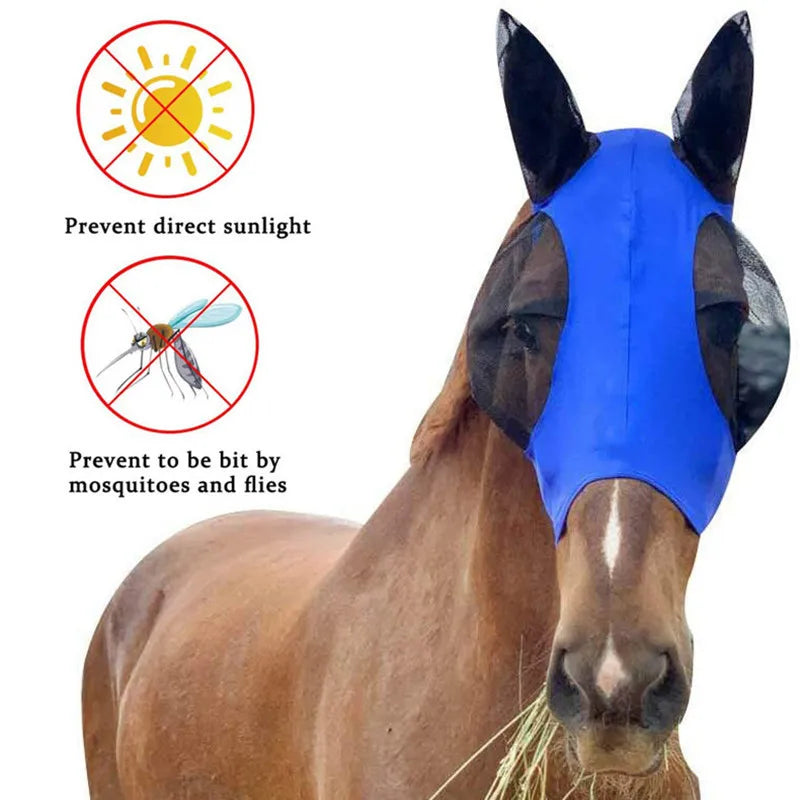 Anti Fly Mesh Equine Mask For Horses With Covered Ears