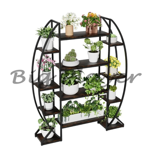 Half Moon Plant Stand Bookshelf Ladder Industrial Style For Garden Patio