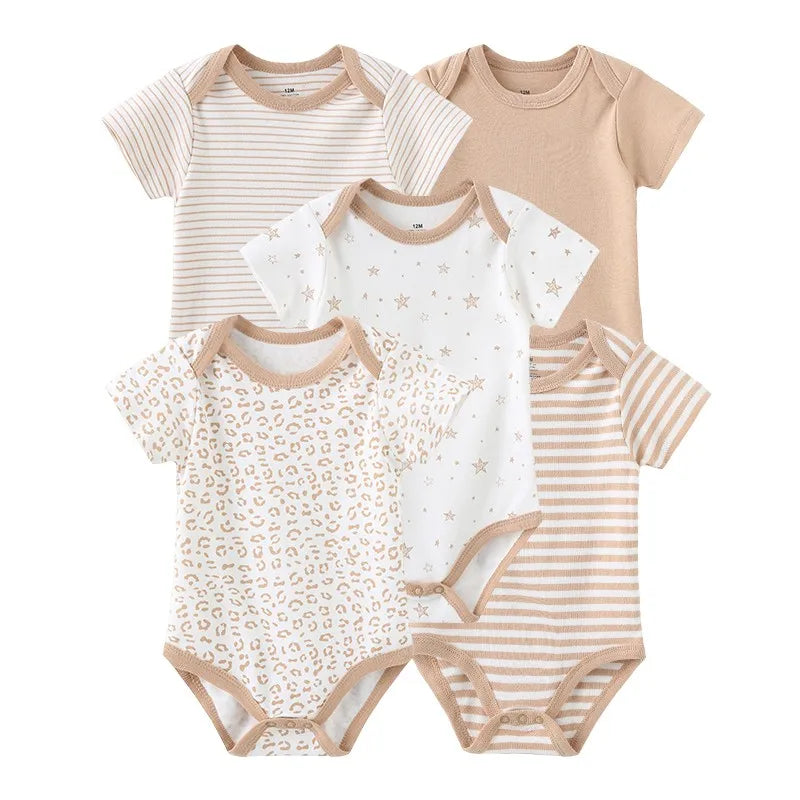 Kiddiezoom Summer 5 Piece Cartoon Bodysuits For Babies