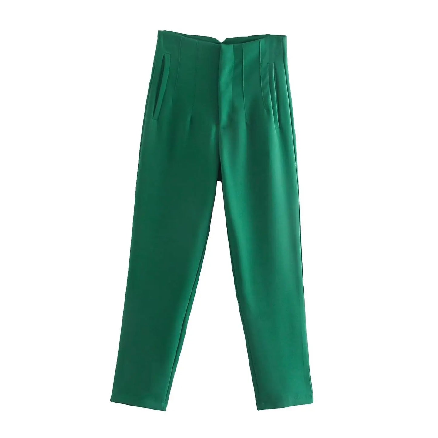 Others High Waist Casual Pants For Women Slim Fit Polyester