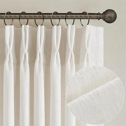 Pinch Pleated Linen Curtains For Living Room Boho Style