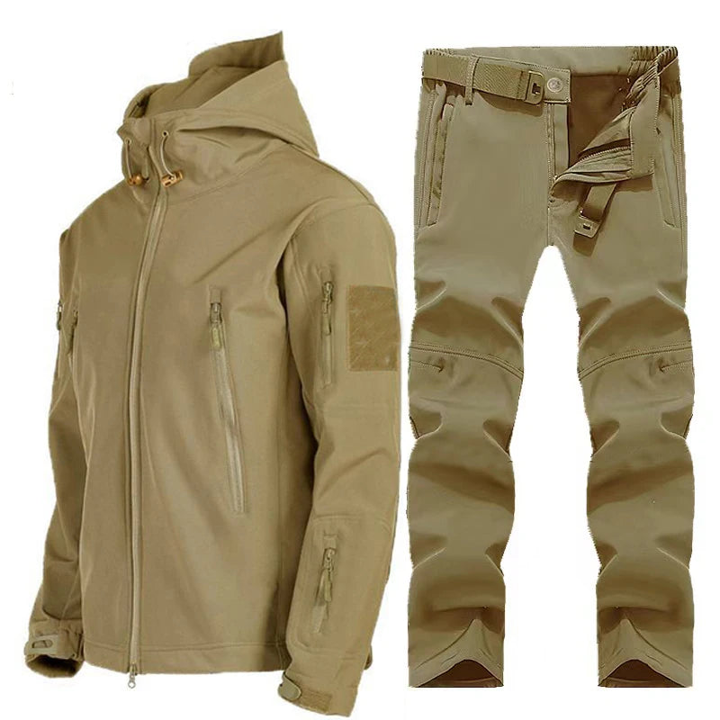 Mazerout Men Tactical Softshell Waterproof Fleece Jacket
