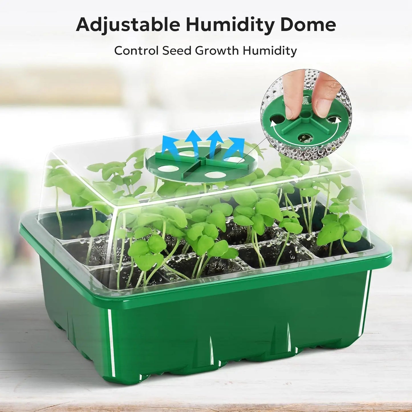 Seed Starter Kit With Adjustable Humidity DomeGuard Propagation Greenhouse Trays