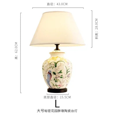 Orcinus Orca Ceramic Desk Lamp With Flower Bird Design