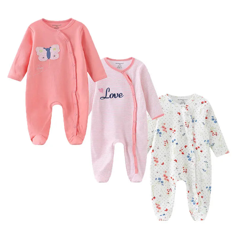3 Piece Baby Romper Set Autumn Winter Long Sleeve 100% Cotton