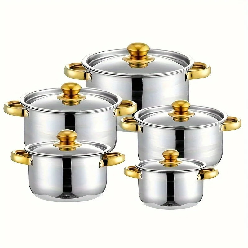 Stainless Steel Cookware Set Nonstick With Lid Durable And Easy To Clean